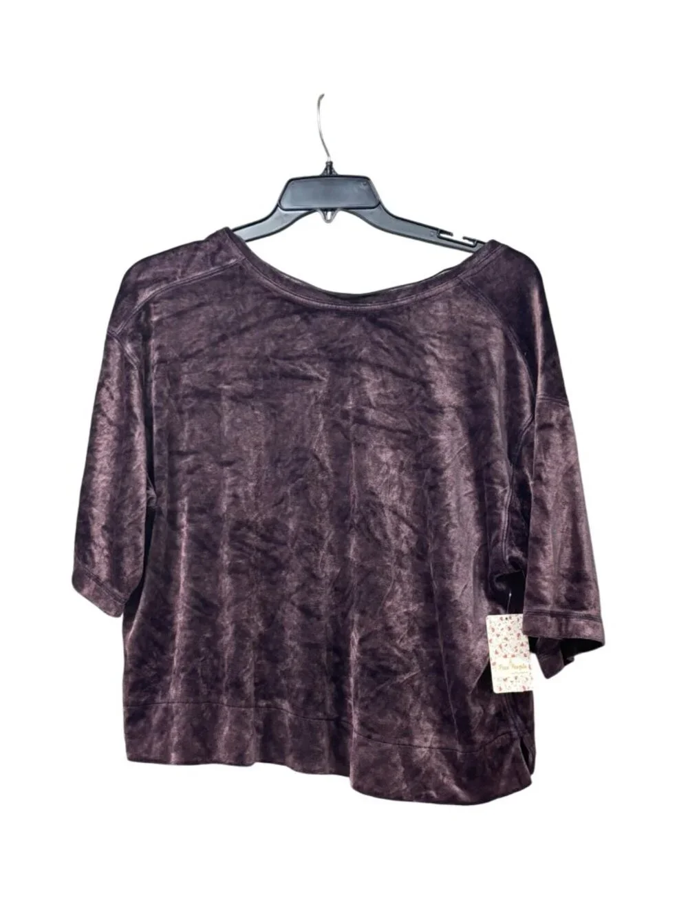 Free People Valerie Velour T-Shirt, Navy (purple really), Sz. S